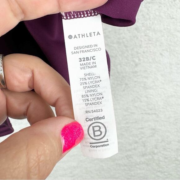 Athleta Cross Back Swim Blousy Tankini In Velvet Plum Size 32B/C Athletic Sporty - Picture 10 of 14